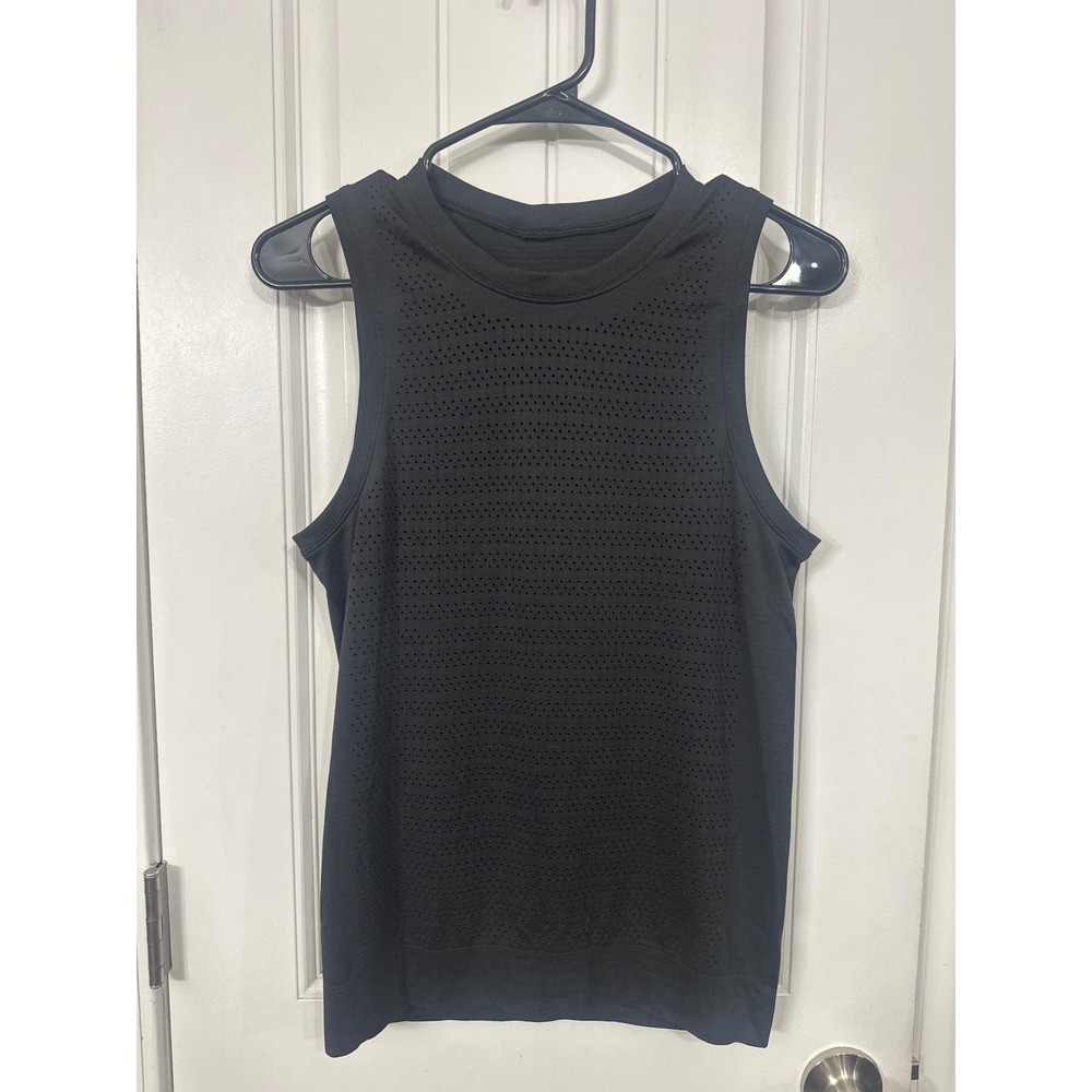 Lululemon Breeze By Muscle Tank Top Black Mesh Athletic Training Shirt Small Med